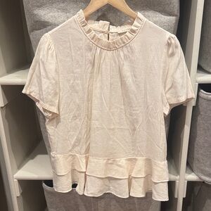 Piper and Scoot Elegant Cream Ruffle Blouse